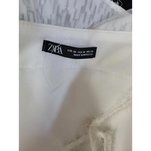 ZARA White TEXTURED TOP Crop Removable Straps Size M NEW #F - Picture 7 of 13